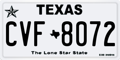 TX license plate CVF8072