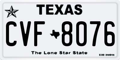 TX license plate CVF8076