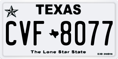 TX license plate CVF8077