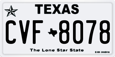 TX license plate CVF8078