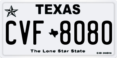 TX license plate CVF8080