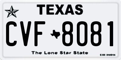 TX license plate CVF8081