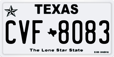 TX license plate CVF8083