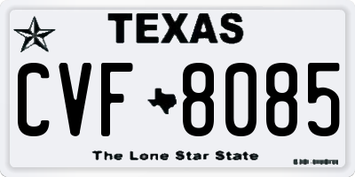 TX license plate CVF8085
