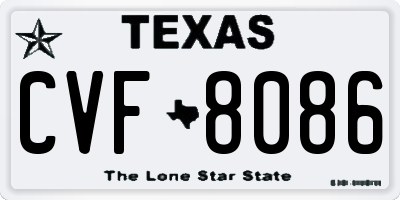 TX license plate CVF8086