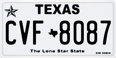 TX license plate CVF8087