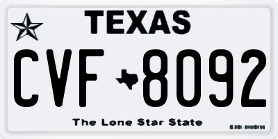 TX license plate CVF8092
