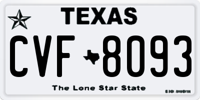 TX license plate CVF8093