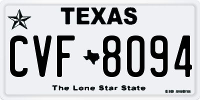 TX license plate CVF8094