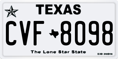 TX license plate CVF8098