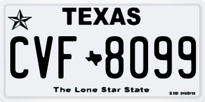 TX license plate CVF8099