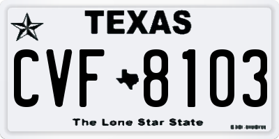 TX license plate CVF8103