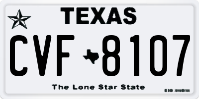 TX license plate CVF8107