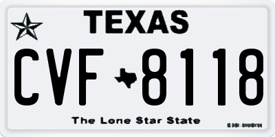TX license plate CVF8118
