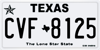 TX license plate CVF8125