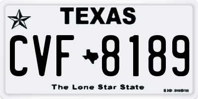 TX license plate CVF8189
