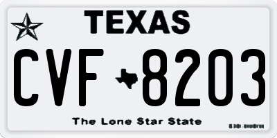 TX license plate CVF8203