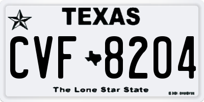 TX license plate CVF8204