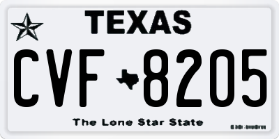 TX license plate CVF8205