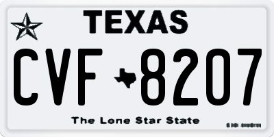 TX license plate CVF8207