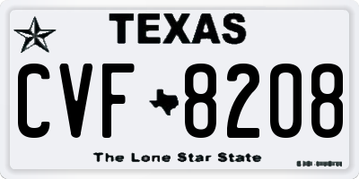 TX license plate CVF8208