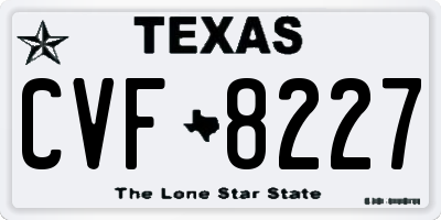 TX license plate CVF8227