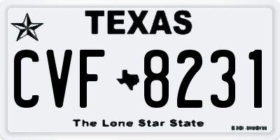TX license plate CVF8231