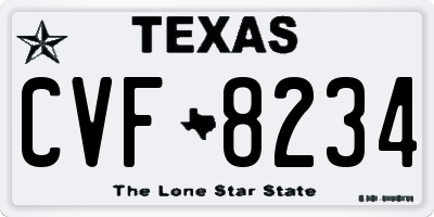 TX license plate CVF8234