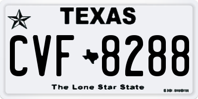 TX license plate CVF8288