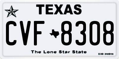 TX license plate CVF8308