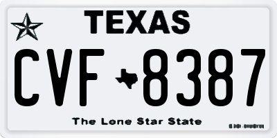 TX license plate CVF8387