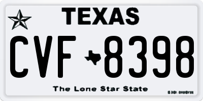 TX license plate CVF8398