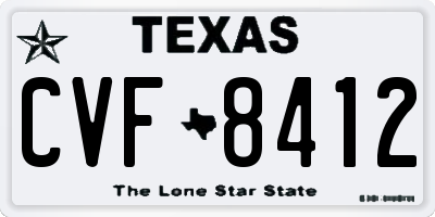 TX license plate CVF8412
