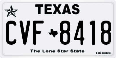 TX license plate CVF8418