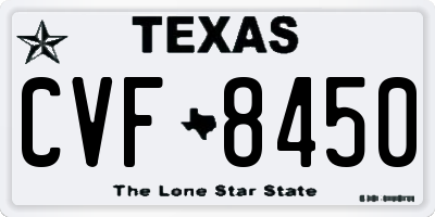 TX license plate CVF8450