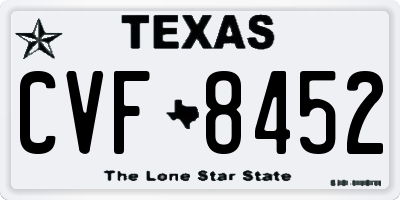 TX license plate CVF8452