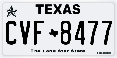 TX license plate CVF8477