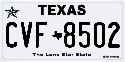 TX license plate CVF8502