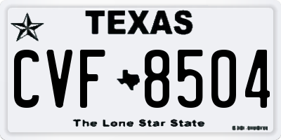 TX license plate CVF8504