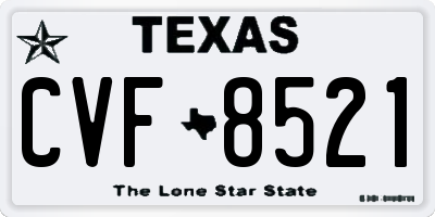 TX license plate CVF8521