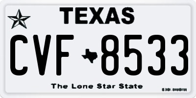 TX license plate CVF8533