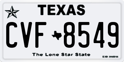 TX license plate CVF8549