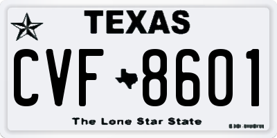 TX license plate CVF8601