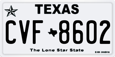 TX license plate CVF8602