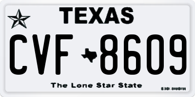 TX license plate CVF8609