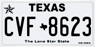 TX license plate CVF8623