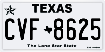 TX license plate CVF8625