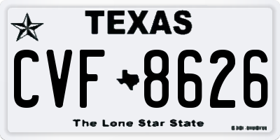 TX license plate CVF8626