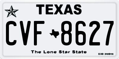 TX license plate CVF8627