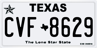 TX license plate CVF8629